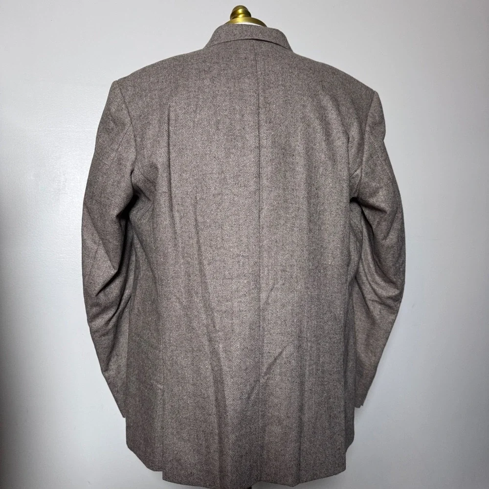 Studiosuits Suit‎ Mens 44R 42x27.5 Brown Herringbone Wool 2-Button Blazer Pant